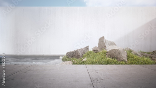 Canvas Print 3D rendering of indoor garden in modern house or hotel