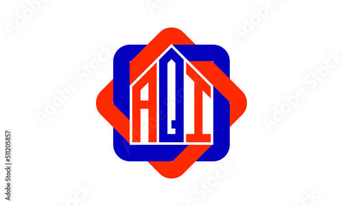 AQI three letter real estate logo with home icon logo design vector template | construction logo | housing logo | engineering logo | initial letter logo | minimalist  logo | property logo |