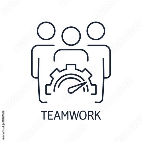 Effective Teamwork. Vector linear icon isolated on white background