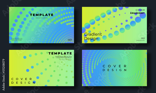 Abstract fluid gradient cover template. Set of modern poster with vibrant graphic color, circles, dot pattern. Gradient background design for brochure, flyer, wallpaper, banner, business card.