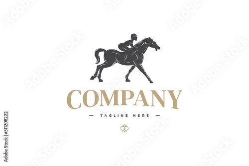 Classic horse racing logo with bold design illustration