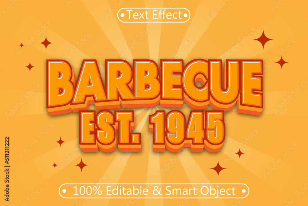 Barbecue Editable Text Effect 3 dimension Emboss Modern Style