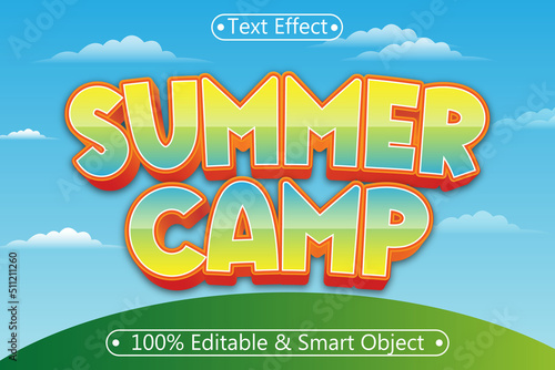 Summer Camp Editable Text Effect 3 dimension Emboss Cartoon Style