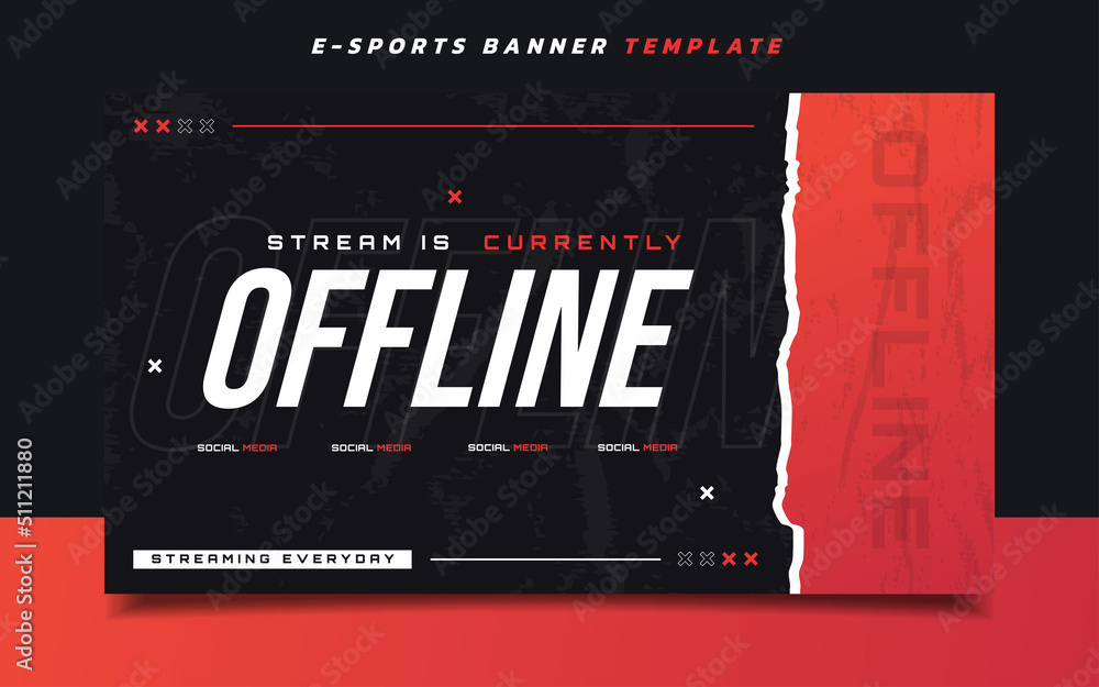 Stream Offline Gaming Banner Screen Template with Logo for Social Media Stream Offline Gaming Banner Screen Template with Logo for Social Media