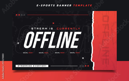 Stream Offline Gaming Banner Screen Template with Logo for Social Media