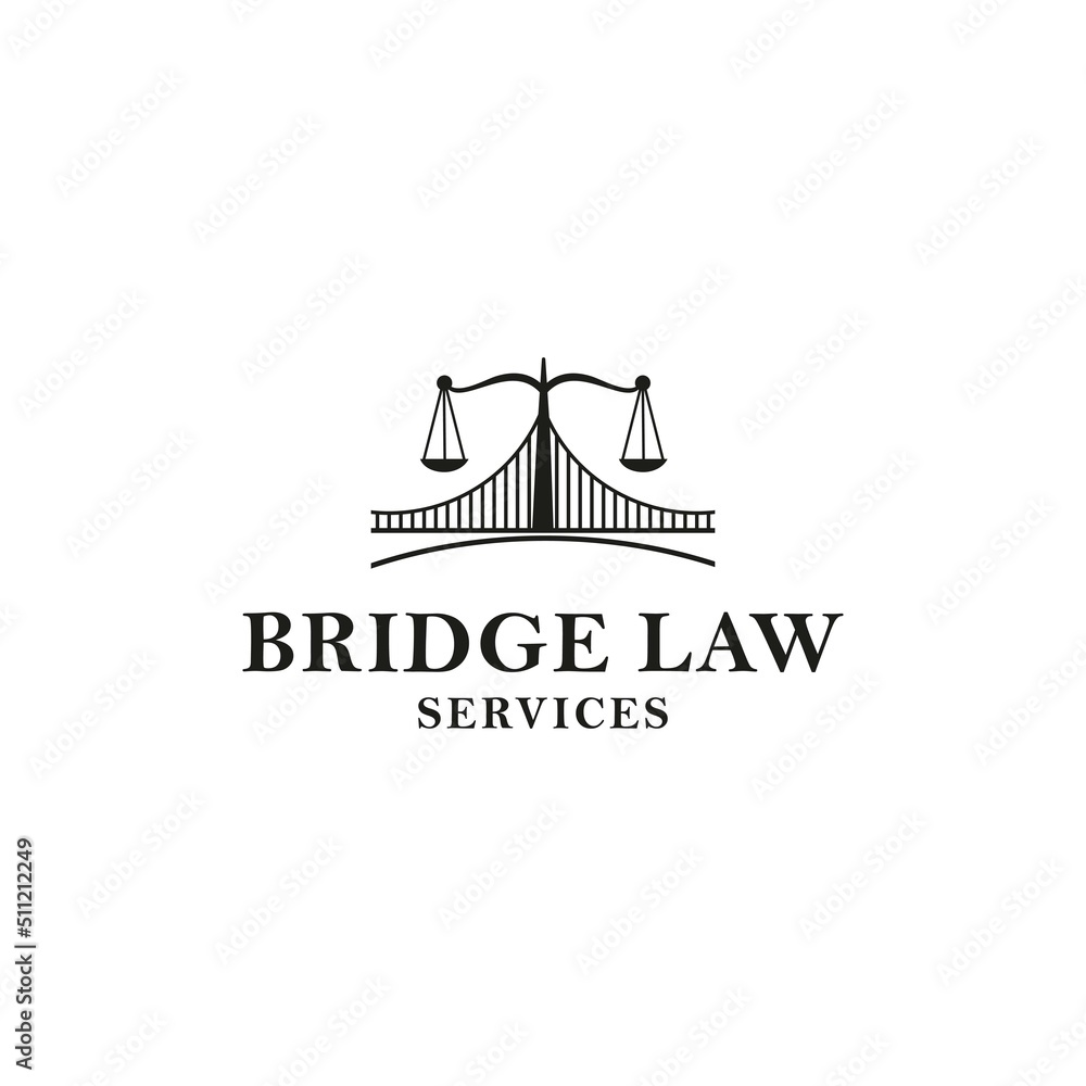 justice lawyer bridge law logo design
