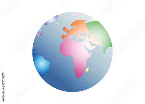 blauer Planet Erde mit bunten Kontinenten