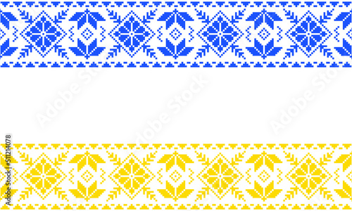 Embroidered Ukrainian ornament for clothes, knitting, white background. Norwegian jacquard. Ukrainian folk clothes. Patterns for embroidery