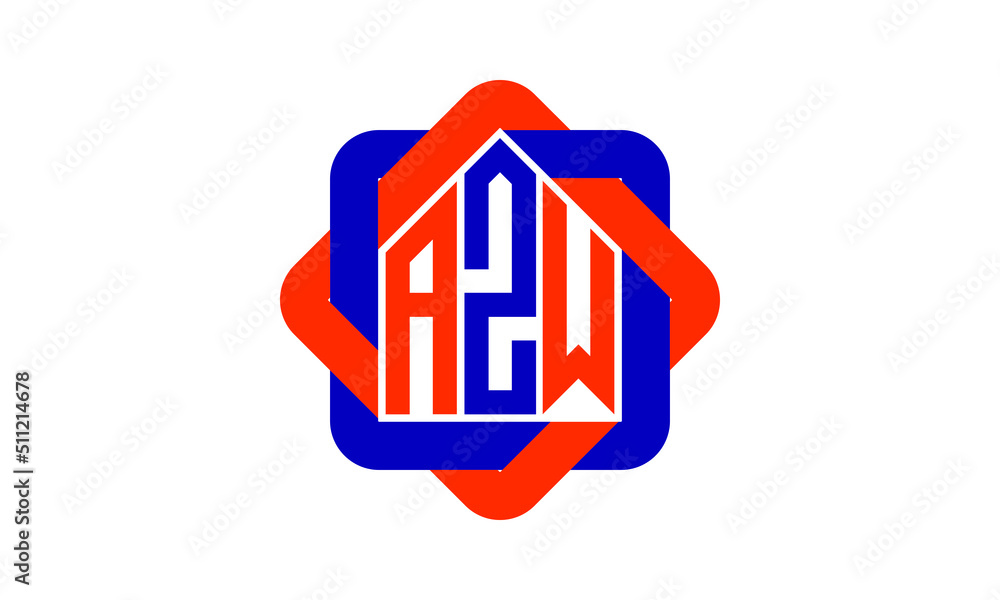 AZW three letter real estate logo with home icon logo design vector ...