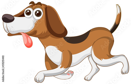 A Happy dog walking on white background