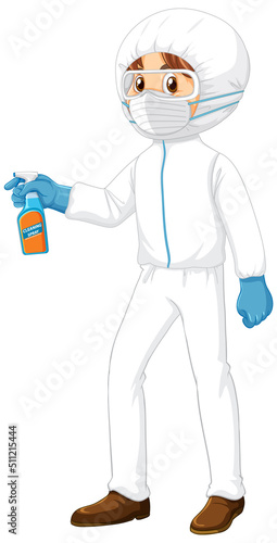 A man wearing protection cloth cleaning