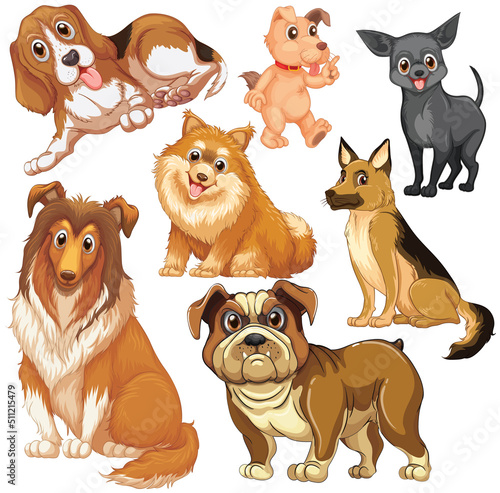 Cute animals cartoon set on white background