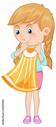 Cute girl trying on a dress