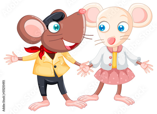Cute couple mouses cartoon