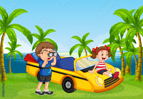Road trip vacation at the beach