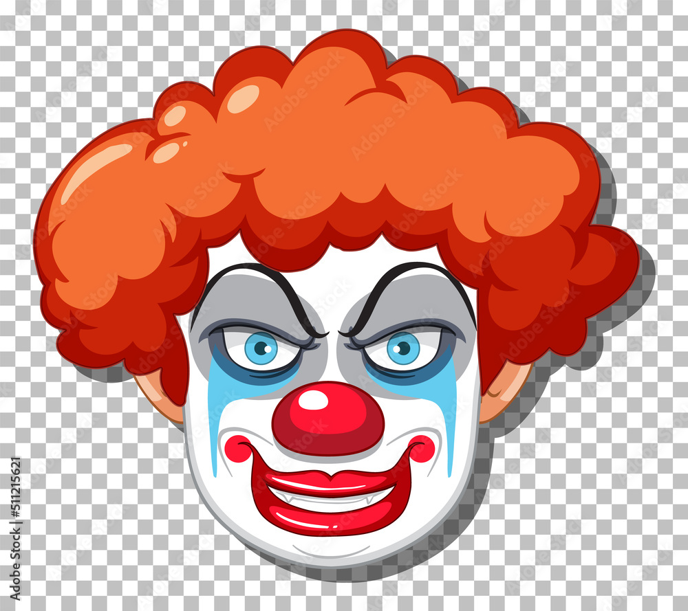 Obraz premium Scary clown head on grid background