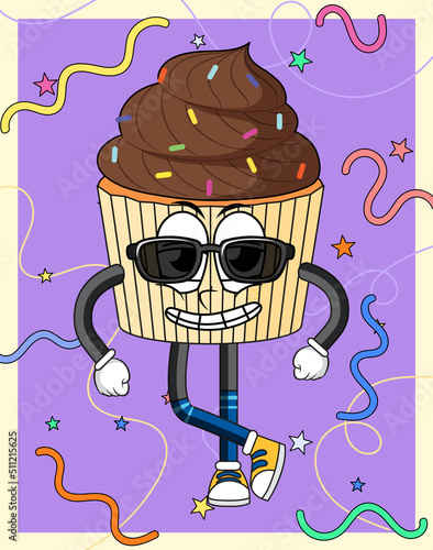 Funny cupcake cartoon character
