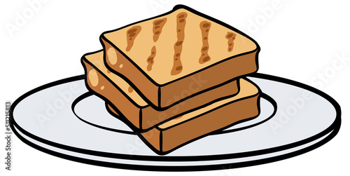 Toasted bread on white plate
