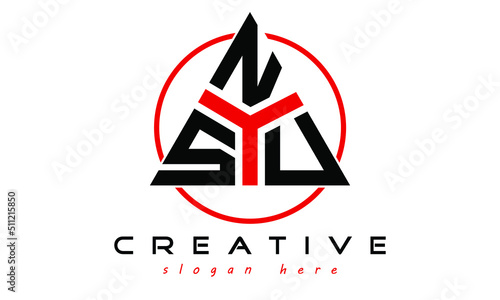 SNU three letter creative triangle shape in circle logo design vector template. typography logo | Letter mark logo | initial logo | wordmark logo | minimalist logo | gaming logo | emblem logo
