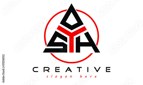 SOH three letter creative triangle shape in circle logo design vector template. typography logo | Letter mark logo | initial logo | wordmark logo | minimalist logo | gaming logo | emblem logo
