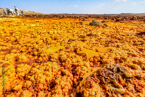 A world created by various iron oxides spreading over the land of Dallol, Danakil, Afar Region, Ethiopia