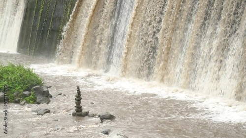 Grojogan Watu Purbo in Sleman, Yogyakarta, Indonesia which has 6 levels of water dam is a popular attraction for tourists photo