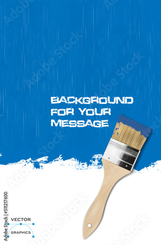 Paintbrush and background painted in blue color