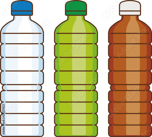 Set of label-less soft drink bottles