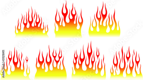 Fire flames isolated on white background. Tribal tattoo design.