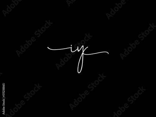 Premium IY Signature Logo, Signature Iy yi Logo Letter Vector Art For Fashion brand or Business photo