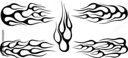 Fire flames isolated on white background. Tribal tattoo design.