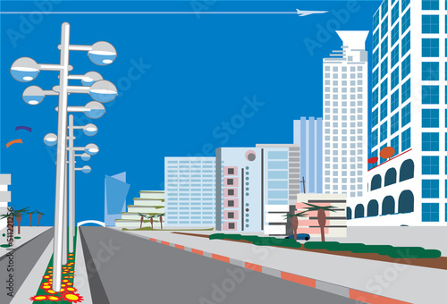 road to city illustration