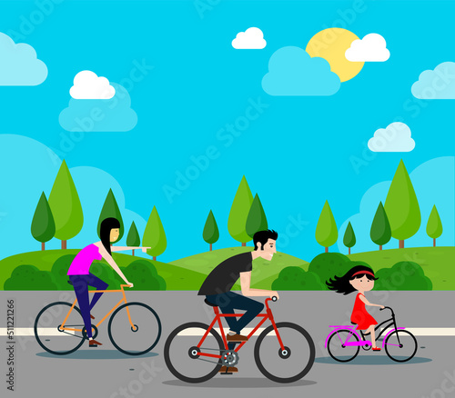family cycling