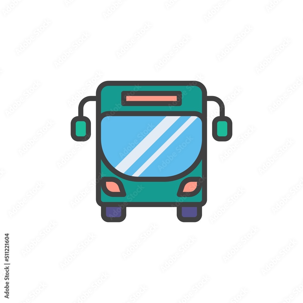 Bus font view filled outline icon Bus font view filled outline icon