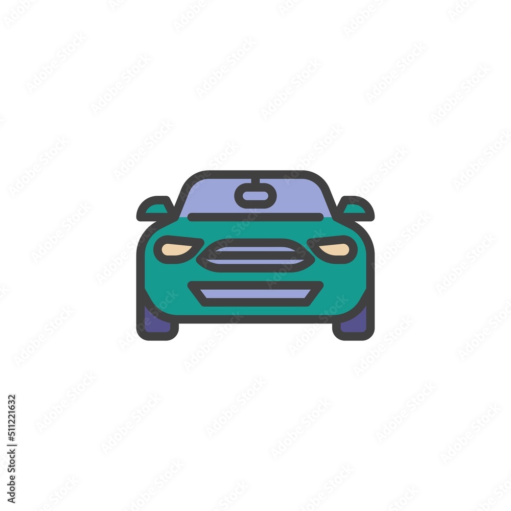 Car front view filled outline icon