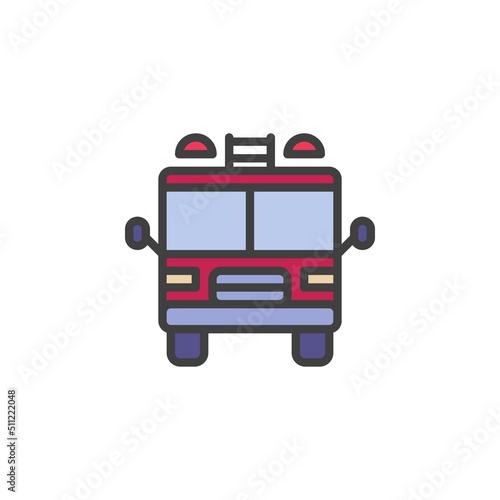 Fire truck front filled outline icon