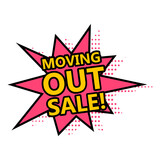 Sticker MOVING OUT SALE, concept offer