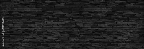 black panoramic slab granite background, slate stone wall