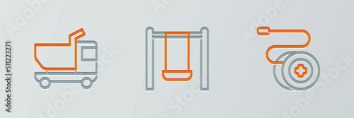 Set line Yoyo toy, Toy truck and Swing icon. Vector