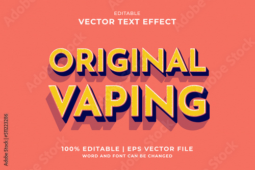 Editable text effect Original Vaping 3d template style premium vector