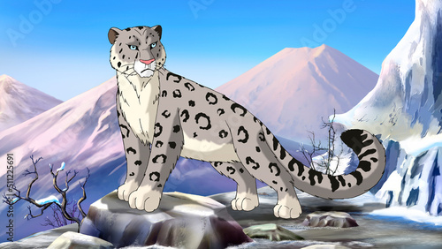 Snow Leopard on a mountains