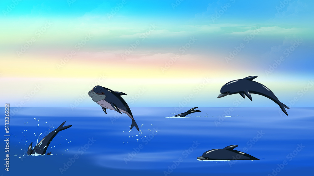 Naklejka premium Dolphins in the Ocean