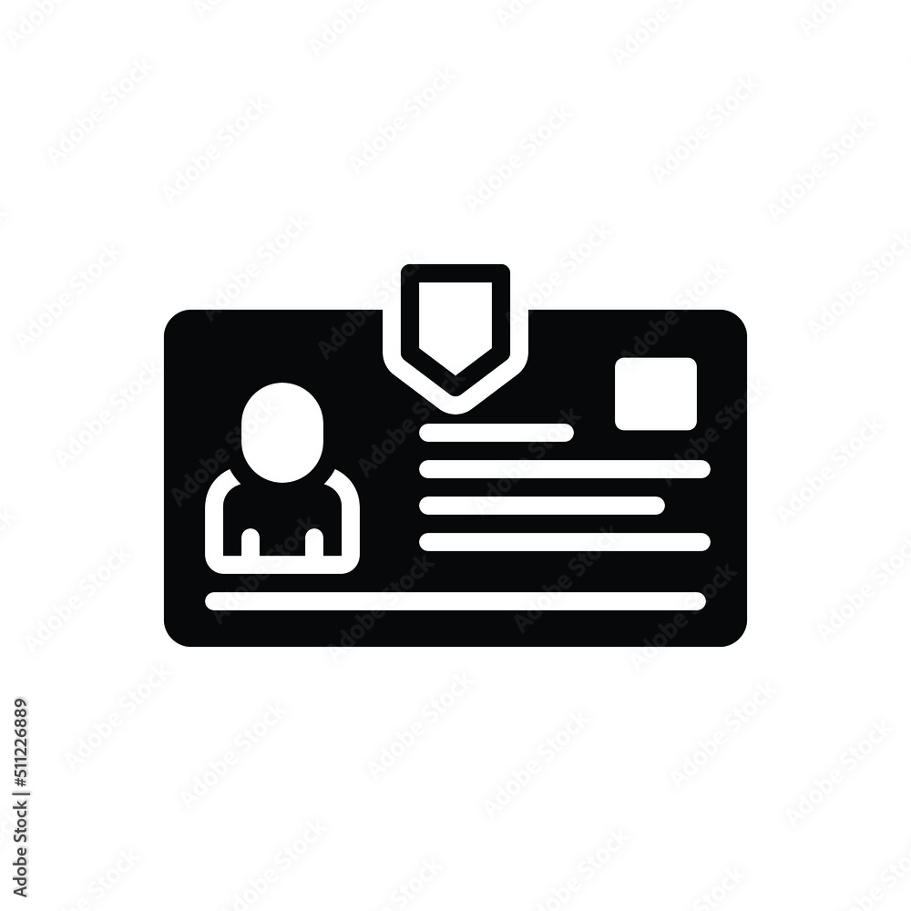 Black solid icon for ids card Black solid icon for ids card