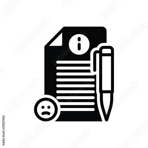 Black solid icon for complaints