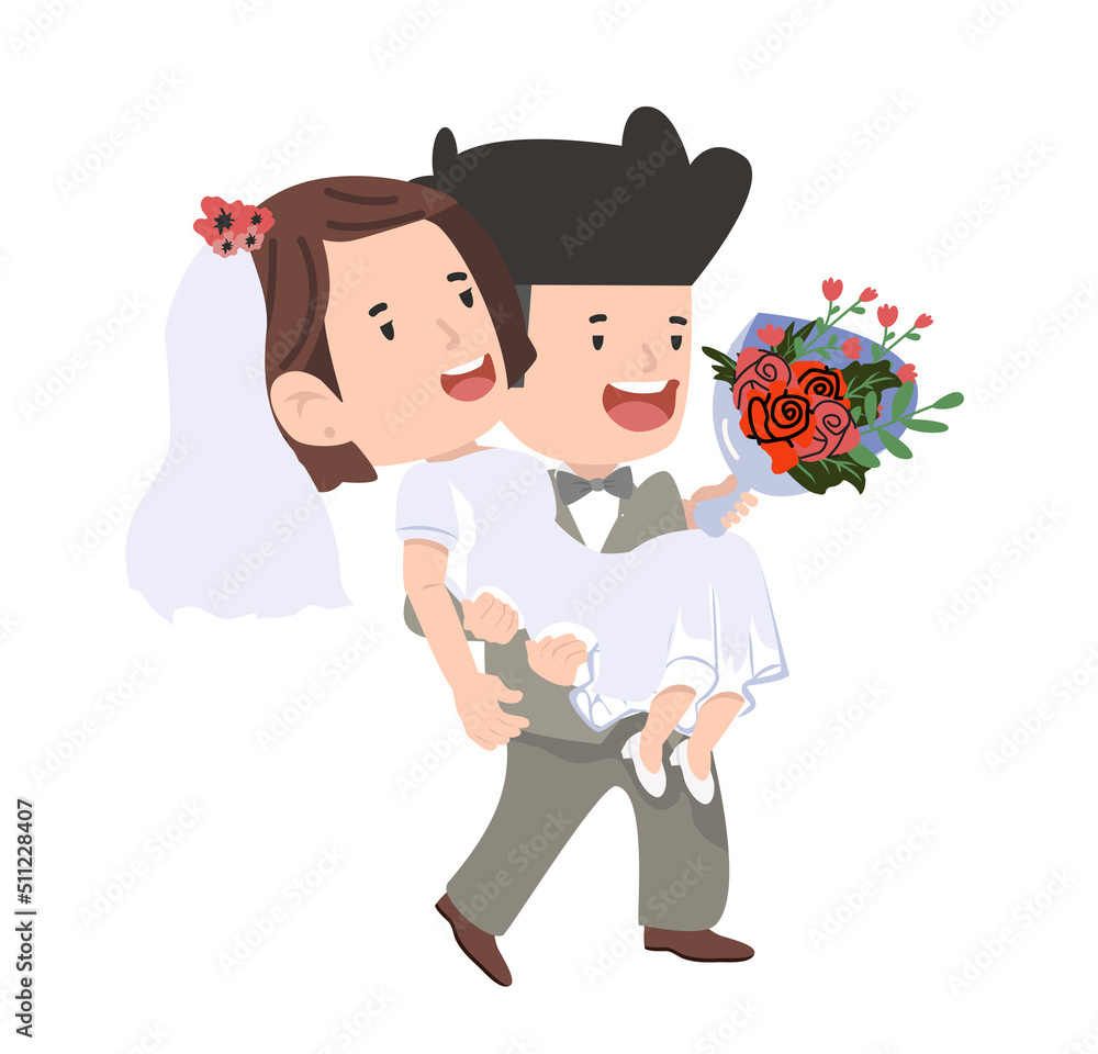 Man hold women on hand Couple wedding character Man hold women on hand Couple wedding character