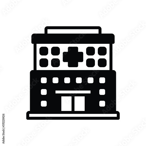 Black solid icon for hospitals