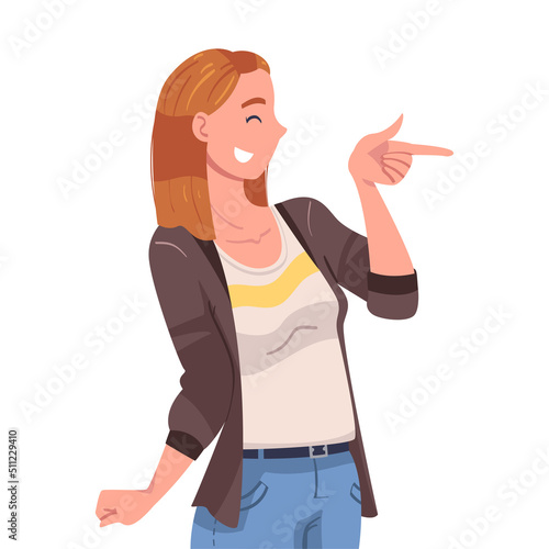 Woman Character Showing Positive Hand Gesture Like Finger Gun Vector Illustration