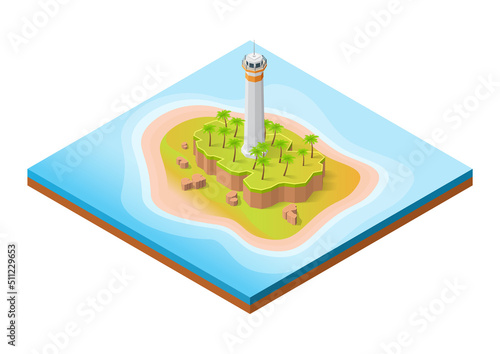 isometric lighthouse island