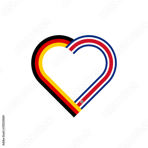 unity concept. heart ribbon icon of germany and costa rica flags. vector illustration isolated on white background