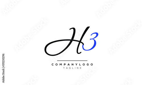 Alphabet letters Initials logo H3 photo